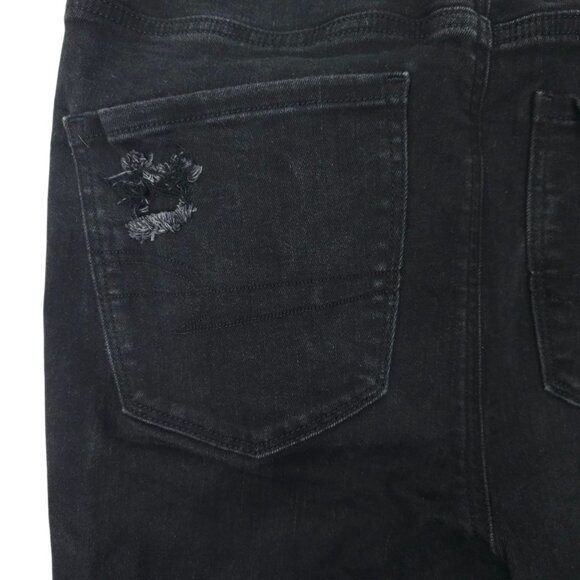 American Eagle Next Level Stretch Hi Rise Jegging Women 12 Jeans Distressed Blac - Picture 7 of 16